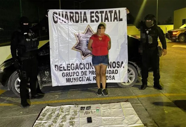 Detienen a mujer con presuntas dr0g@s y vehículo sin placas en Reynosa