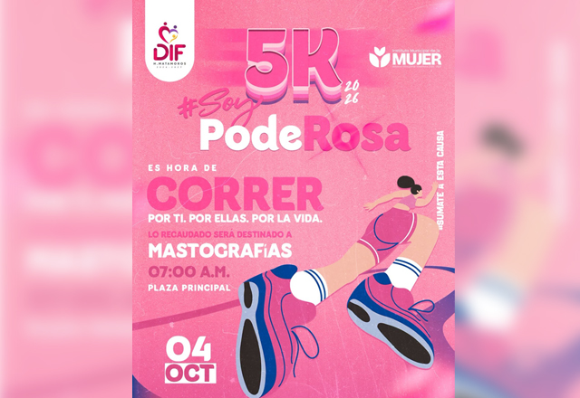 Convocan Sistema DIF Matamoros a la carrera mixta 5K “SoyPodeRosa” a beneficio de la salud de las mujeres